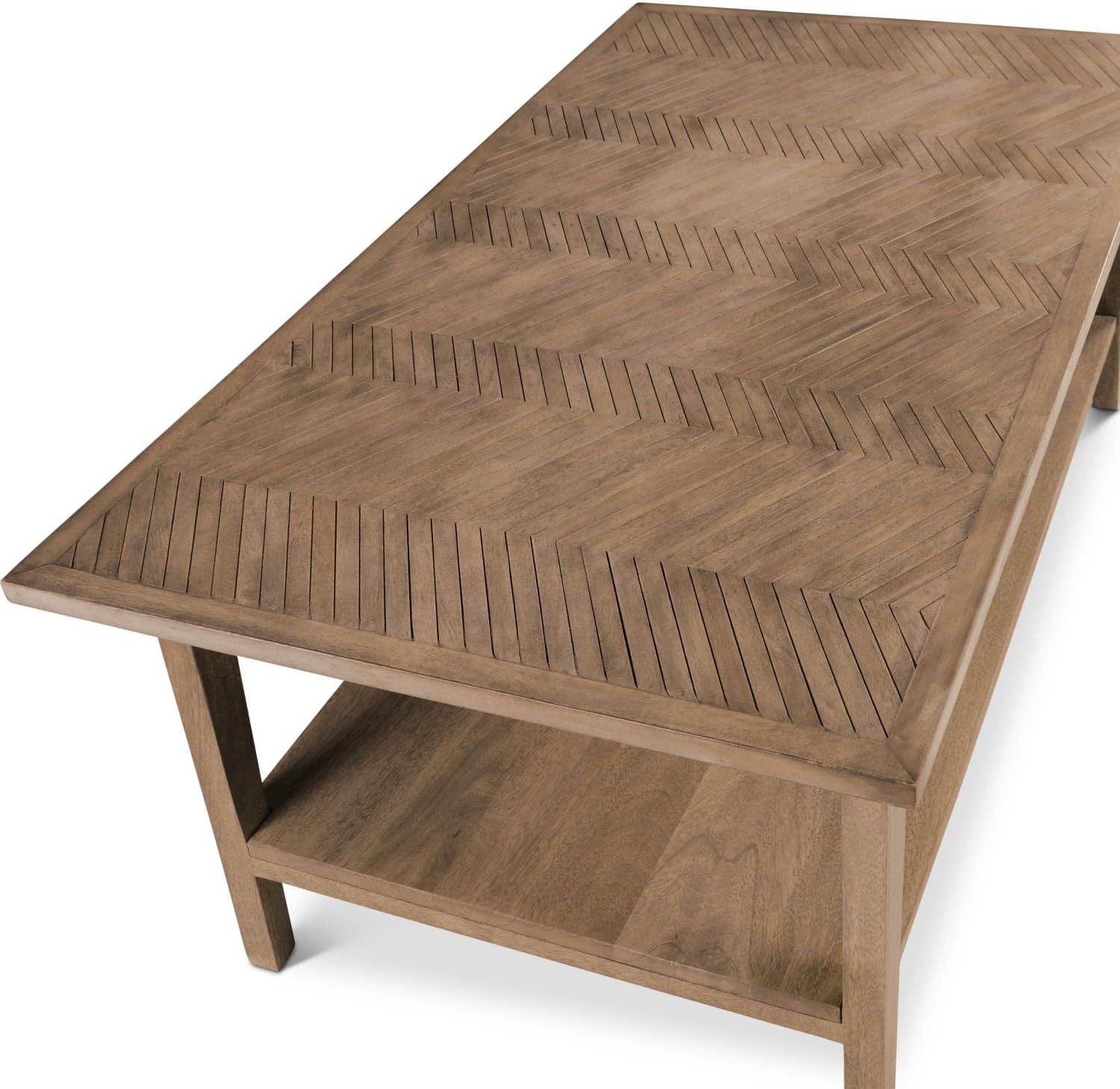 Milani Solid Wood Cocktail Coffee Table In Natural Mango Oak