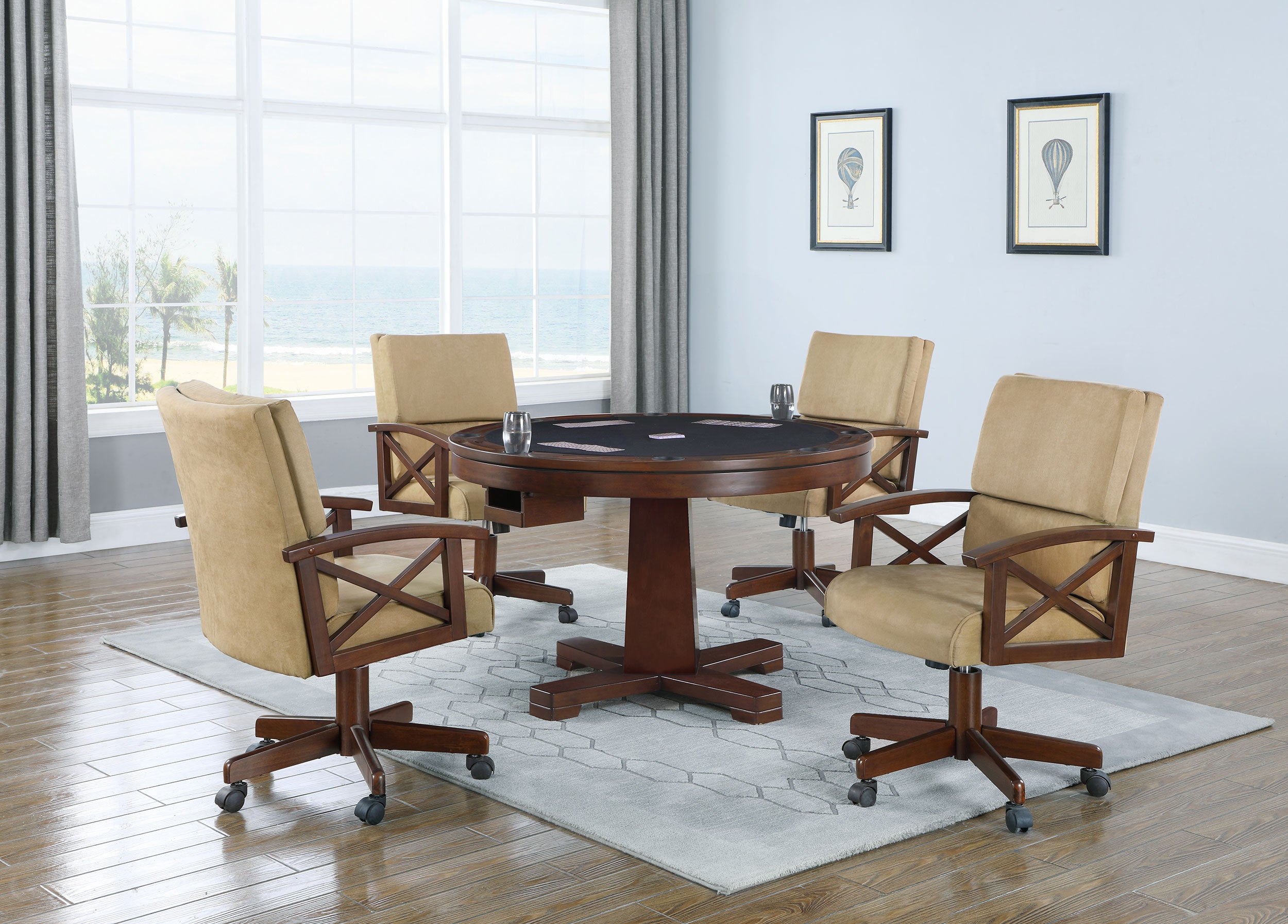 Marietta Traditional Round Wooden Game Table IN Tobacco