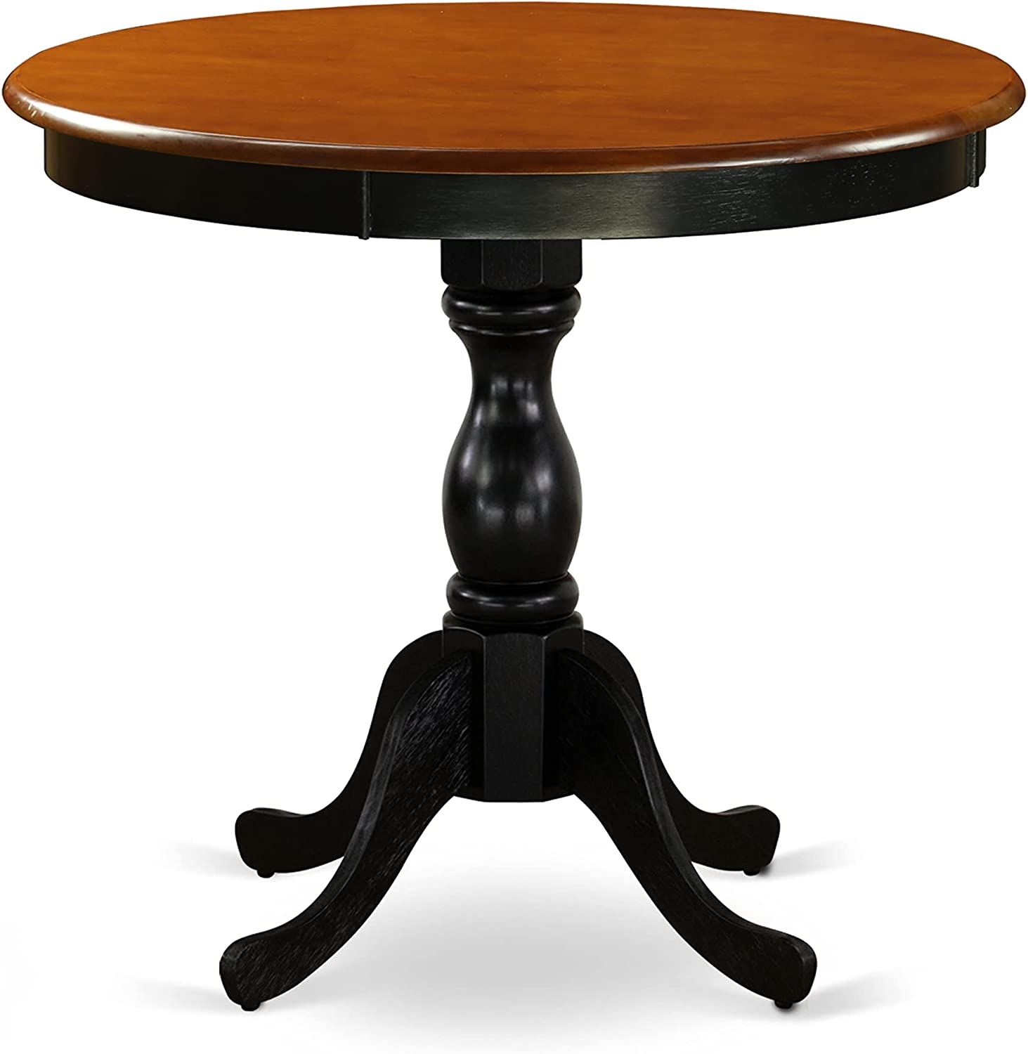 3 P Round 36" Dinette Kitchen Pedestal Dining Table and 2 Dining Chairs Black & Cherry