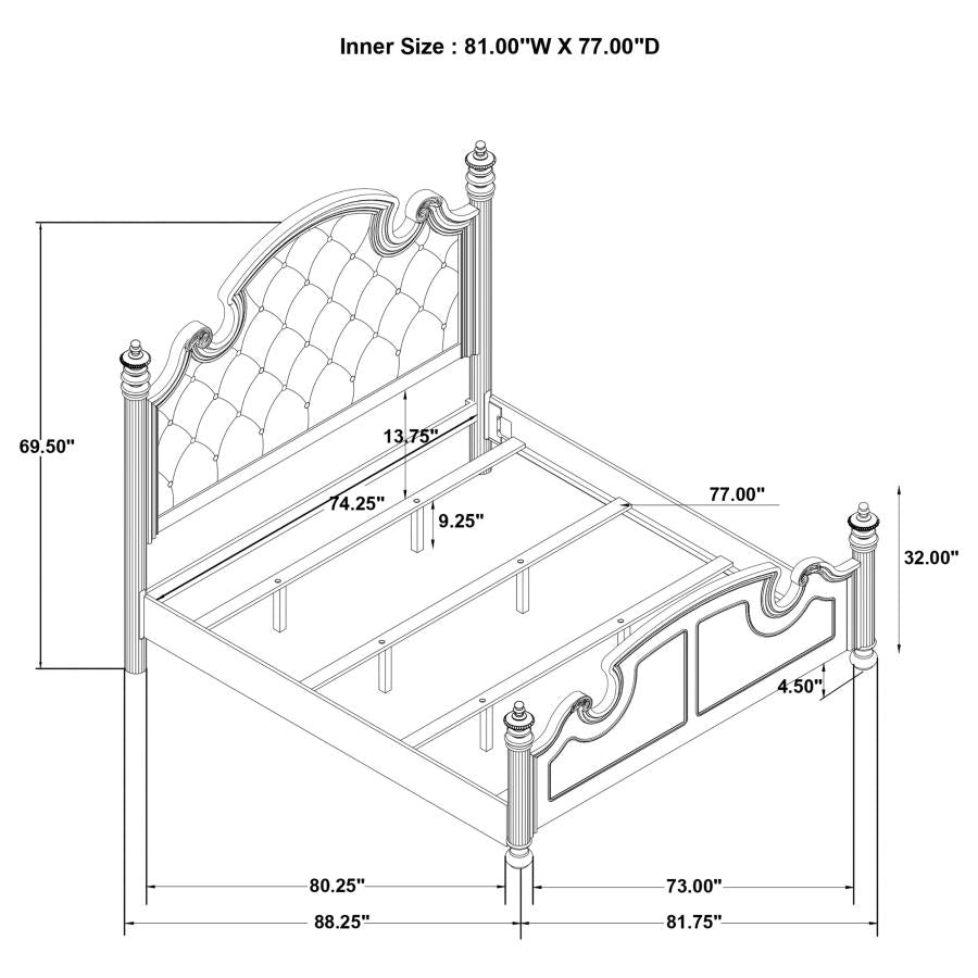 Celina 4-piece King Bedroom Set with Upholstered Headboard Black and Beige