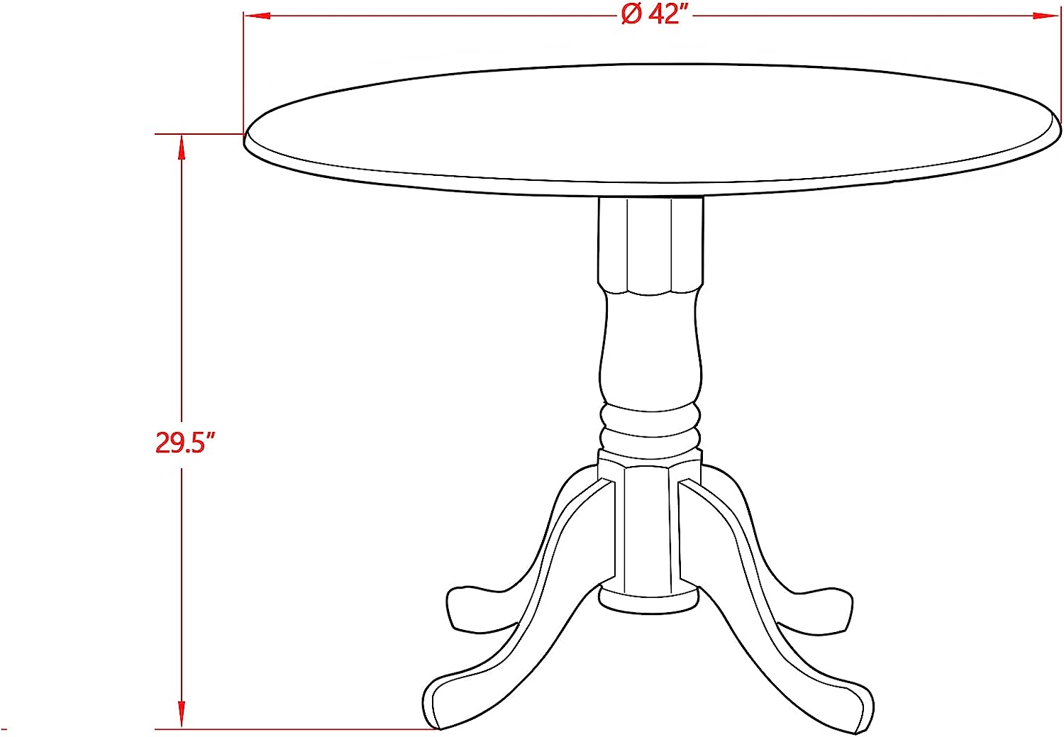 5 Pc Dining Room Furniture Set Round Kitchen Table with Dropleaf and 4 Dining Chairs Mahogany