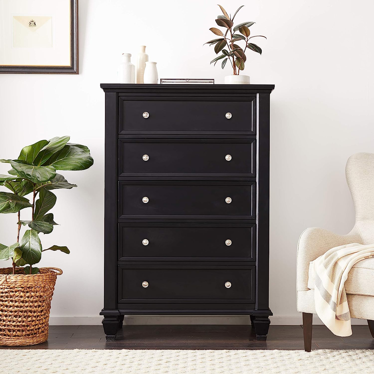 Sandy Beach 5-Drawer Chest Black