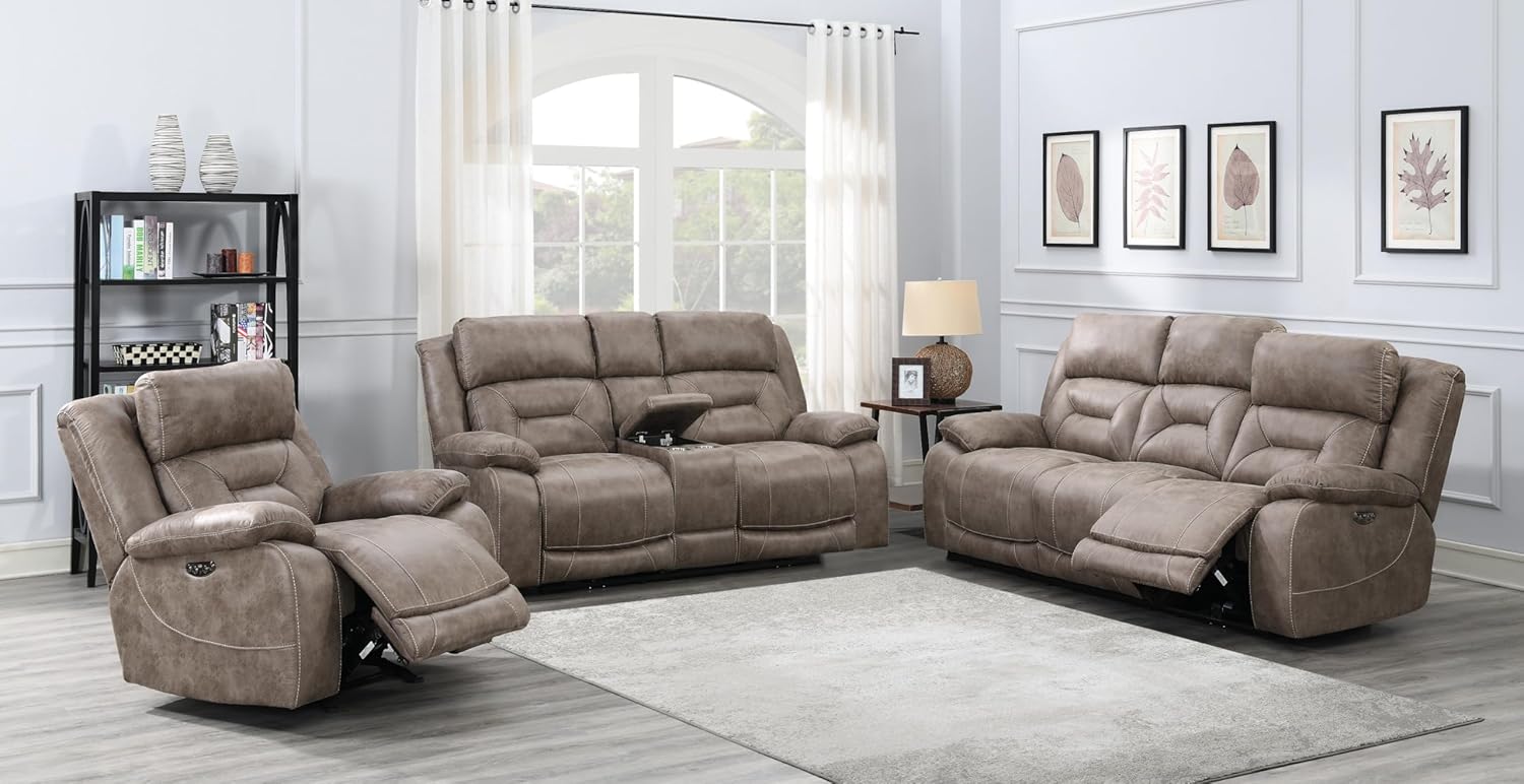 Aria Dual-Power Love Seat with Memory Gel Foam, Power Features, and USB Port in Desert Sand