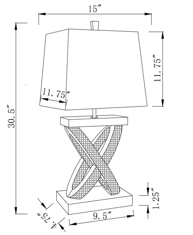 Dominick Mirrored Table Lamp with Rectange Shade White and Clear