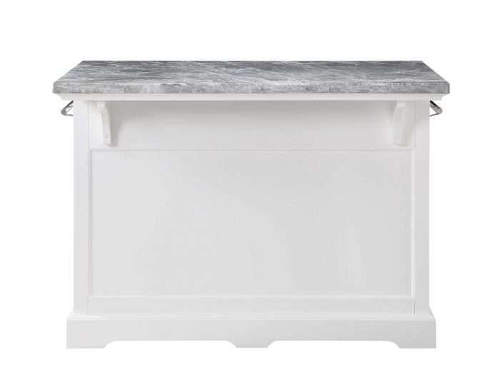 Zermatt White Kitchen Island With Gray Top