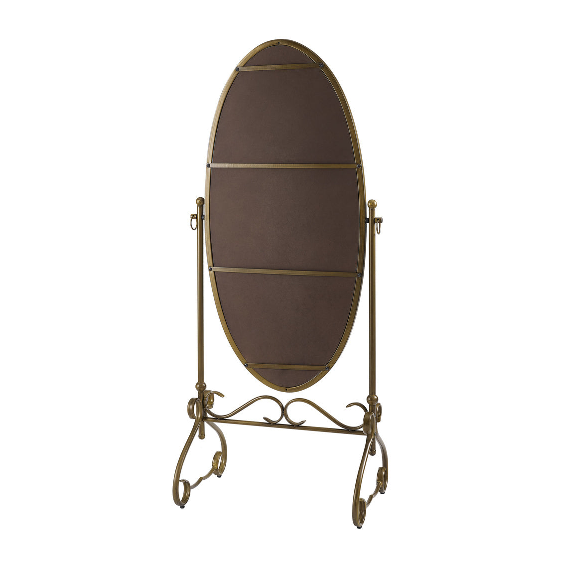 Clarisse Antique Gold Metal Oval Cheval Mirror