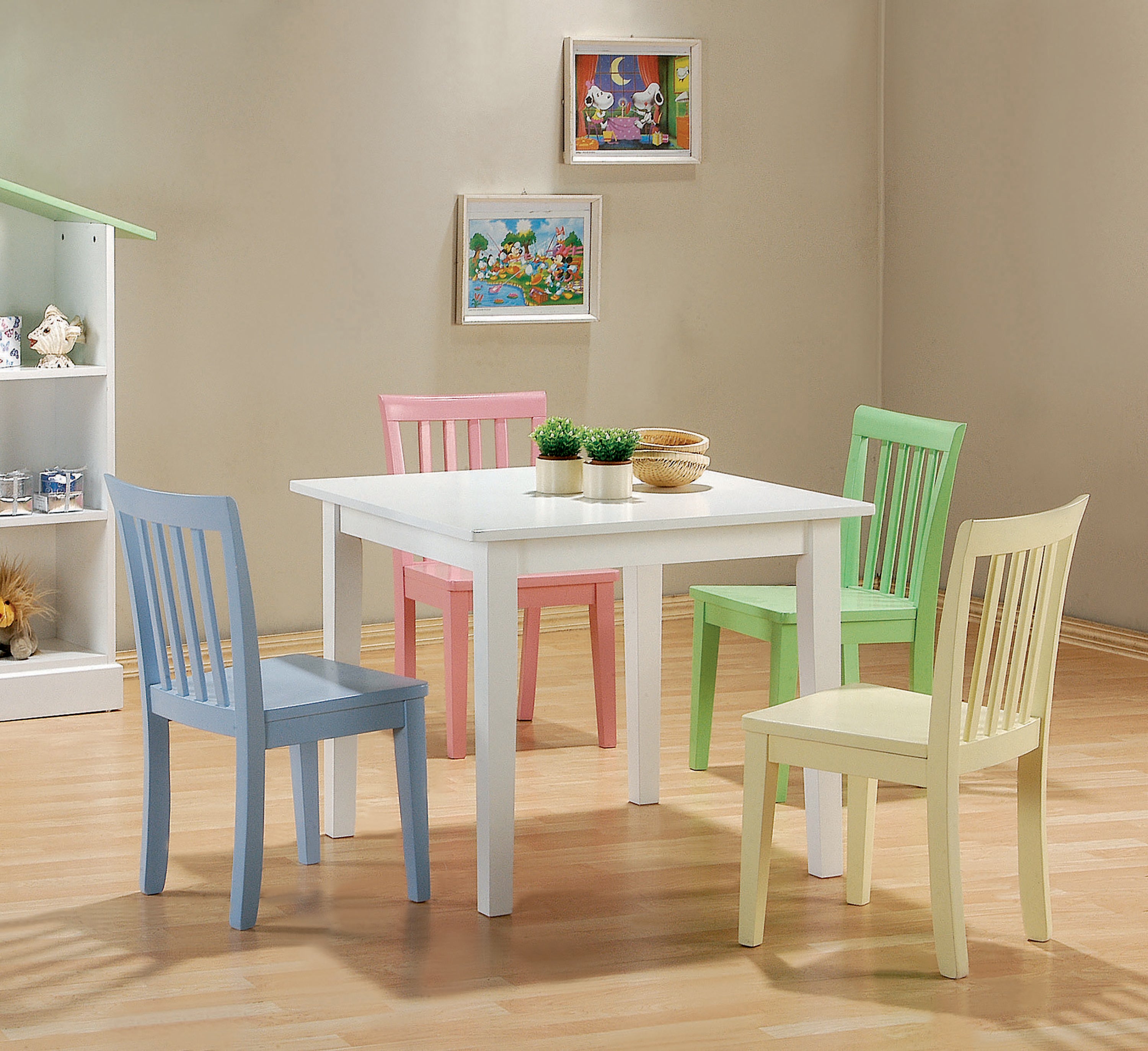 Rory 5-Piece Square kids Table And Chair Set in Multi Color