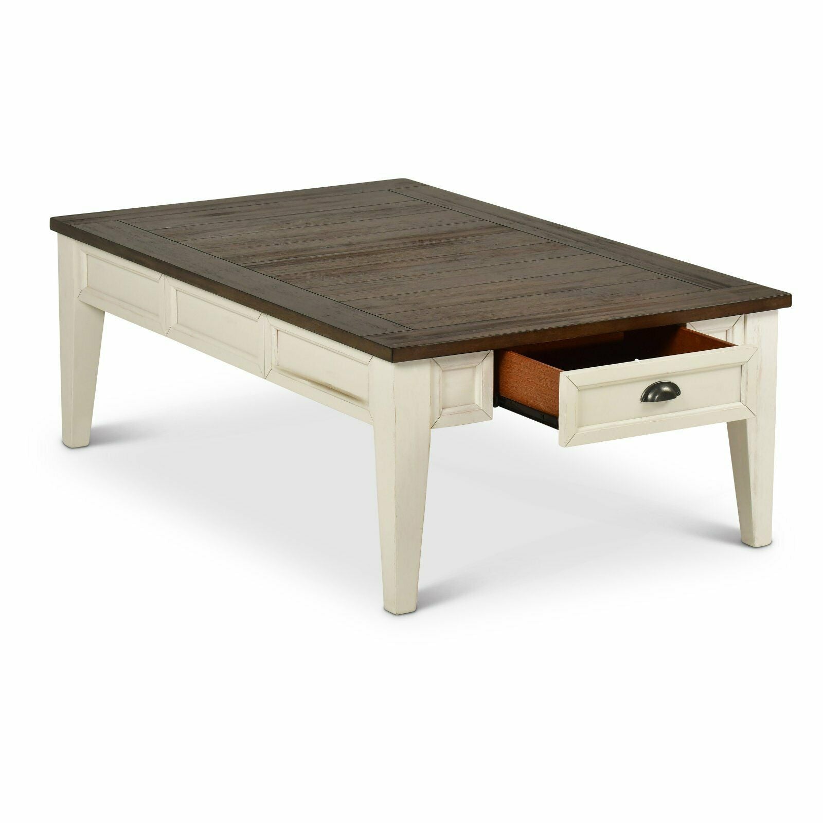 Farmhouse Style Cayla Cocktail Table in Dark Oak/White