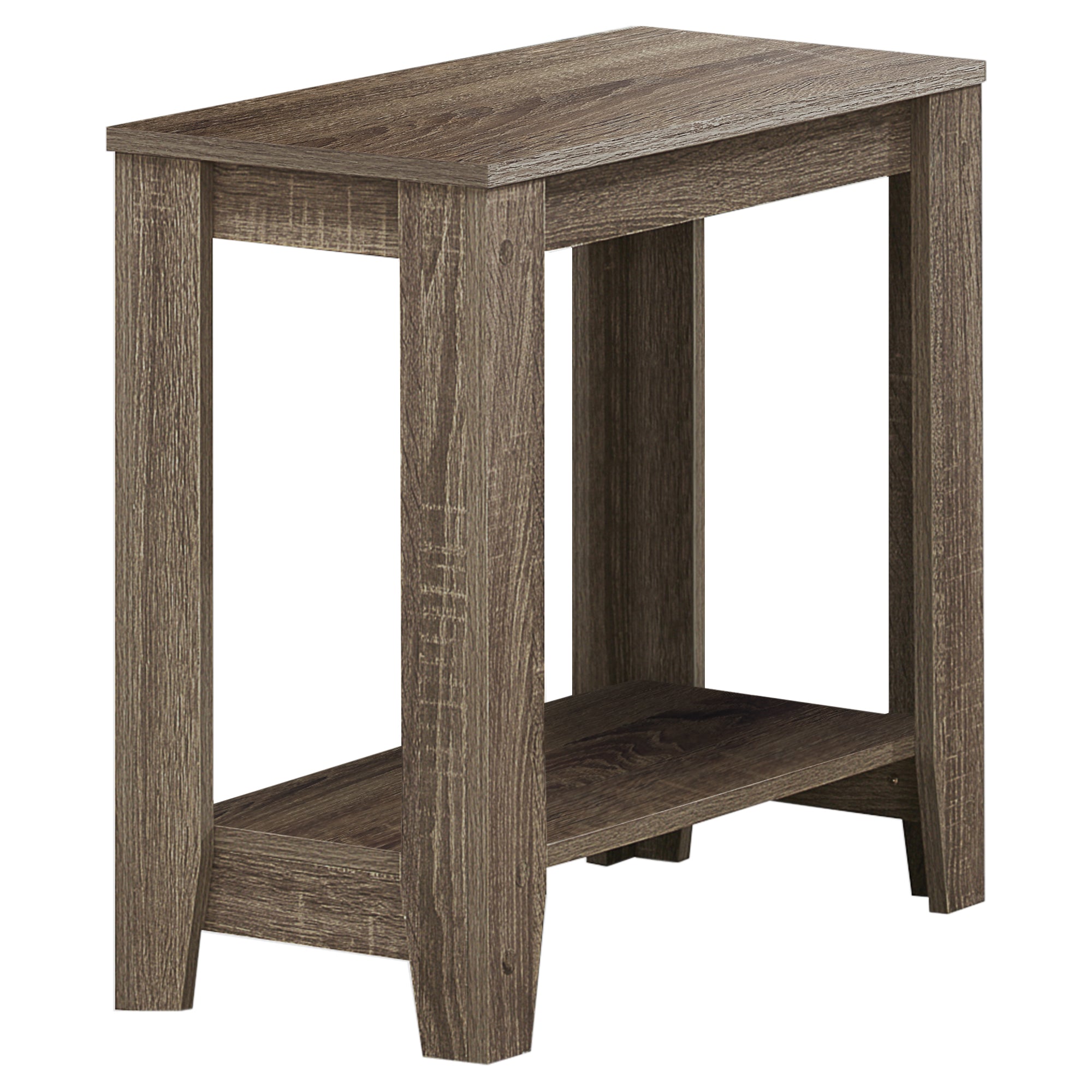 Accent End Side Lamp Table with Shelf In Dark Taupe