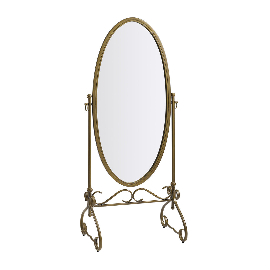 Clarisse Antique Gold Metal Oval Cheval Mirror