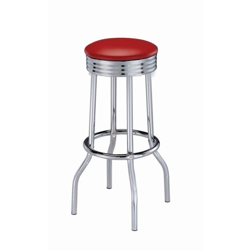 Theodore Upholstered Top Bar Stools Red and Chrome (Set of 2)