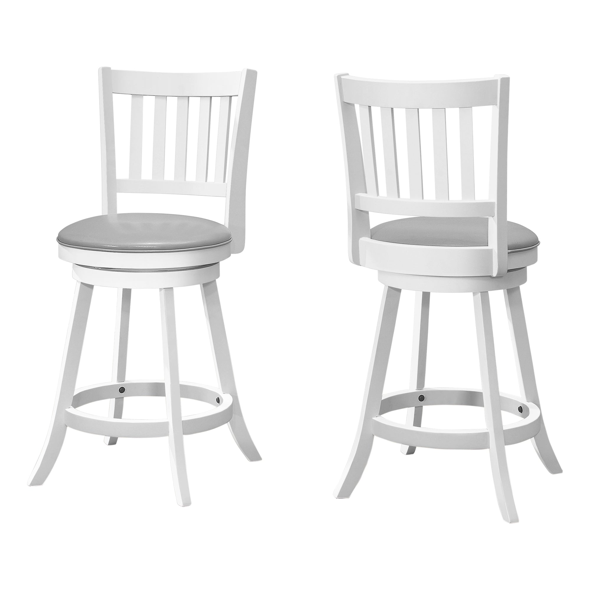 Transitional White Upholstered Seat Swivel Counter Stools Set of 2