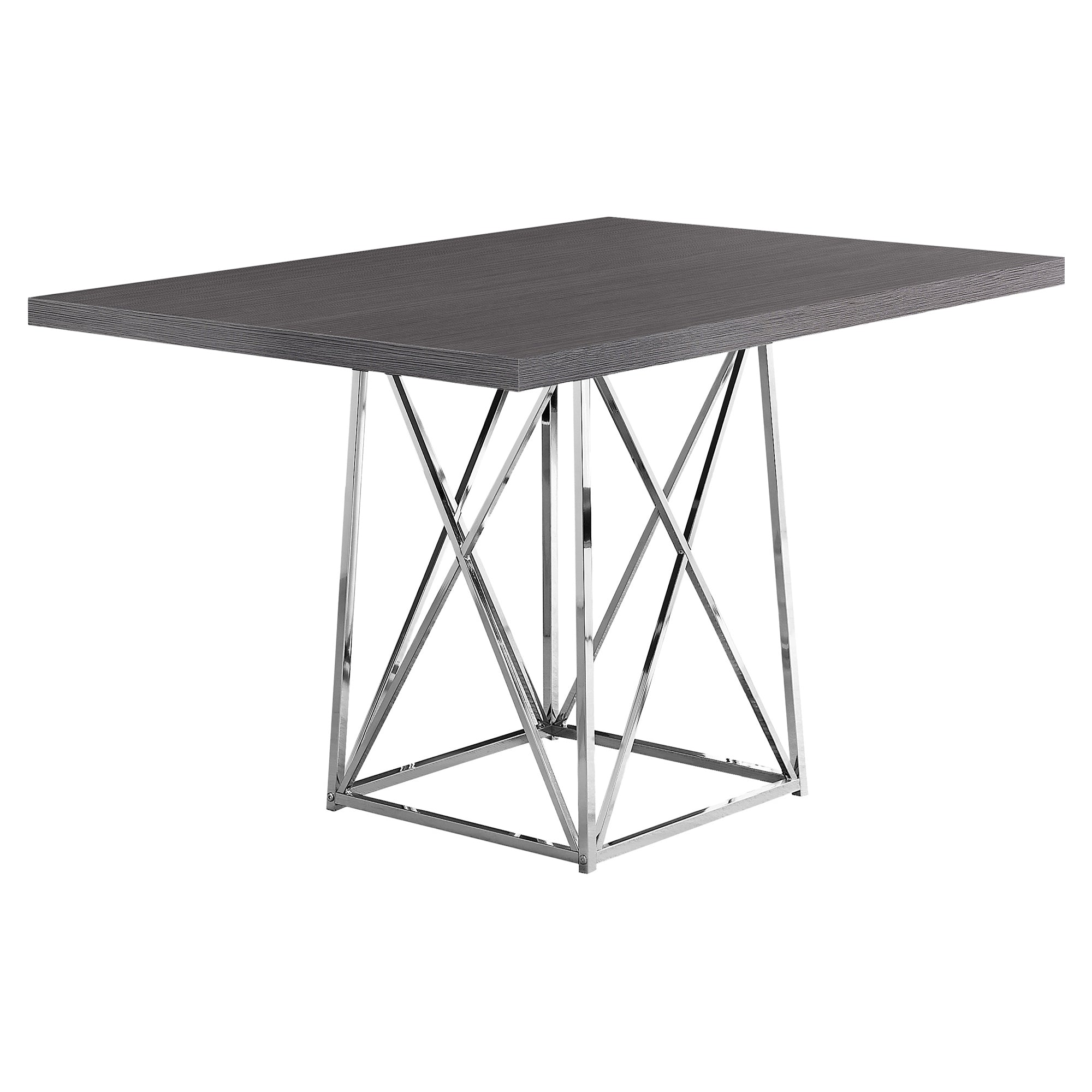 Industrial Style 48"Gray Wood Dining Table with Metal Angular Base