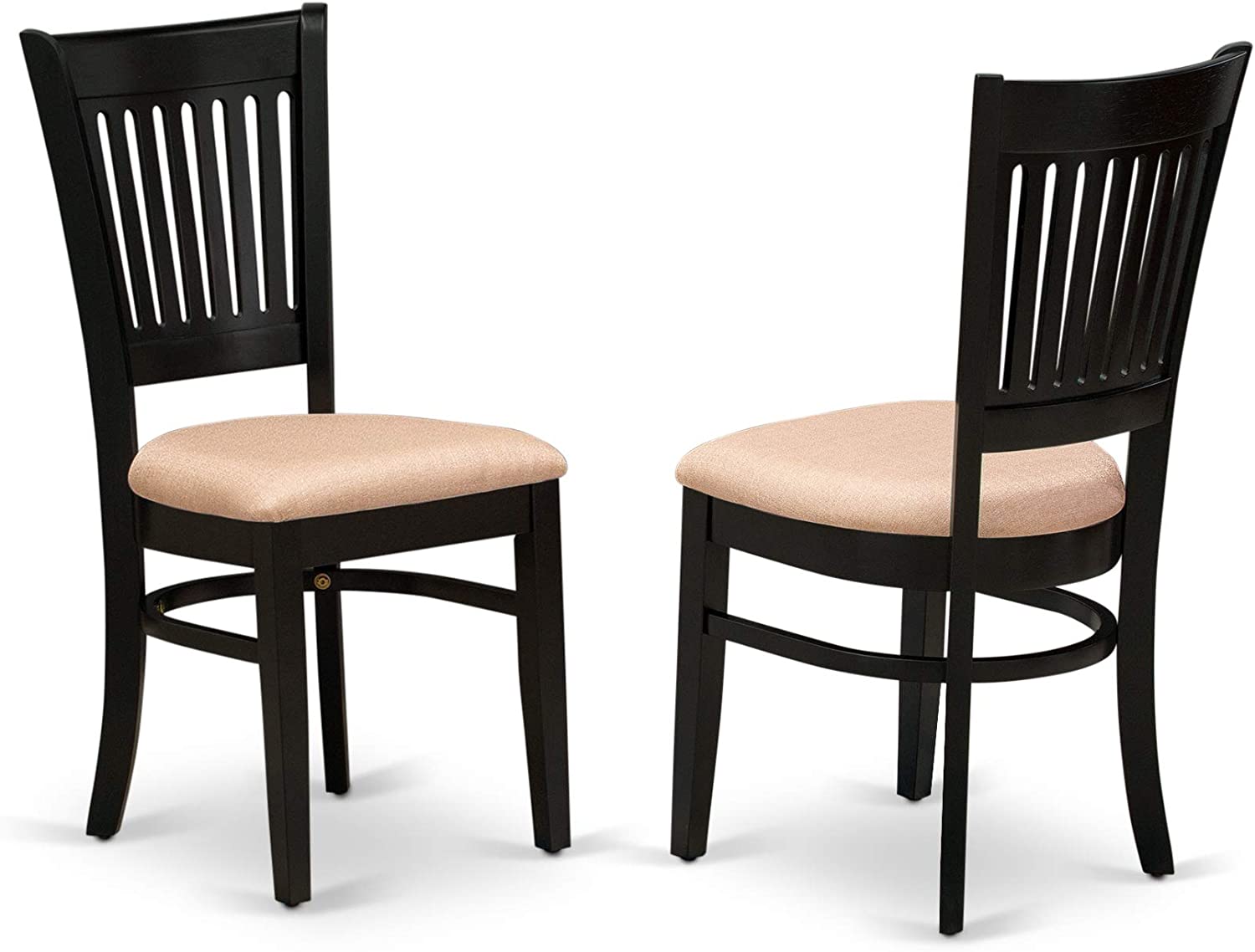 DLVA3-BLK-C Black Round Dining 42" Dropleaf Table & 2 Linen Fabric Upholstered Chairs