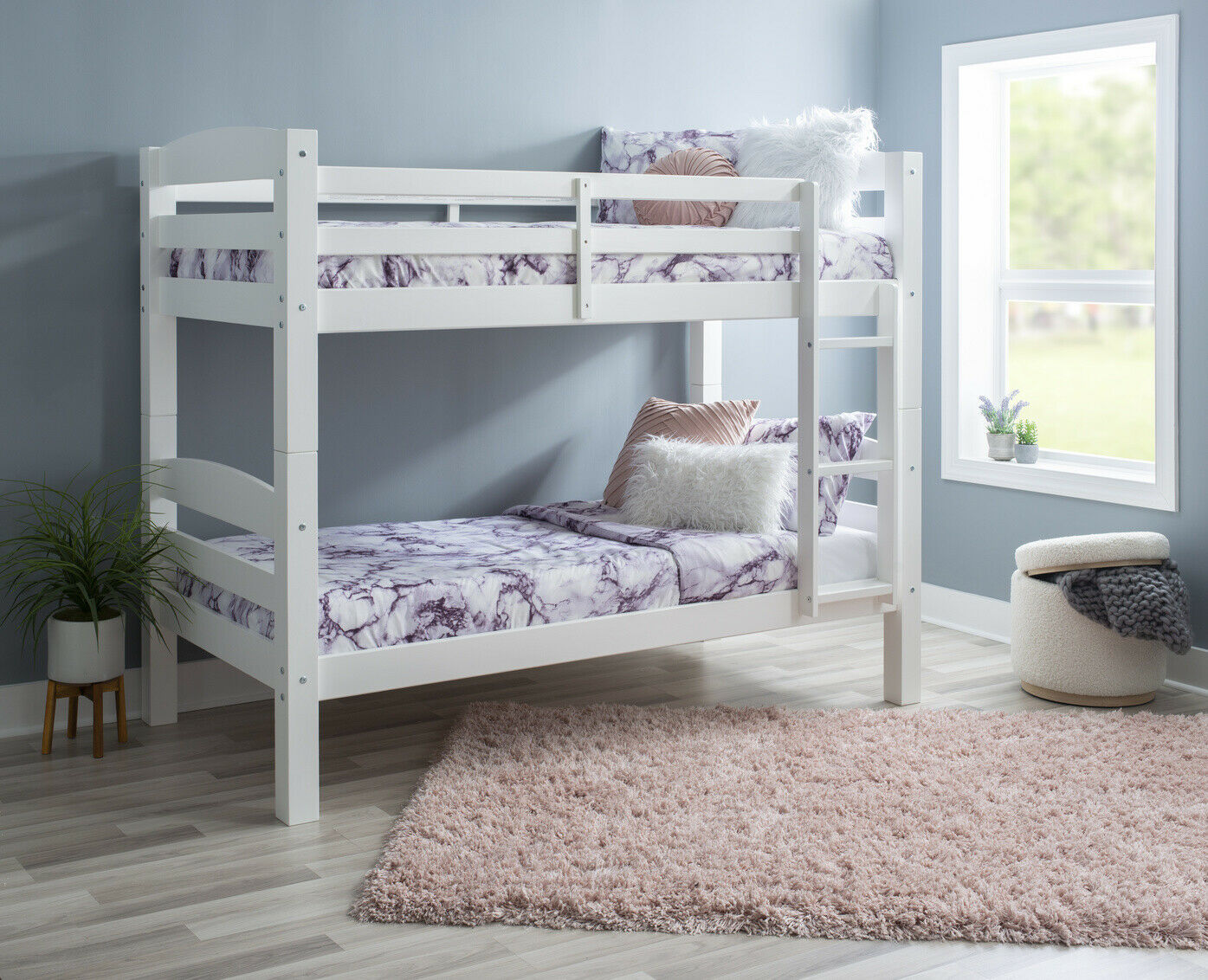 Porter White Wood Twin Over Twin Youth Bunk Bed