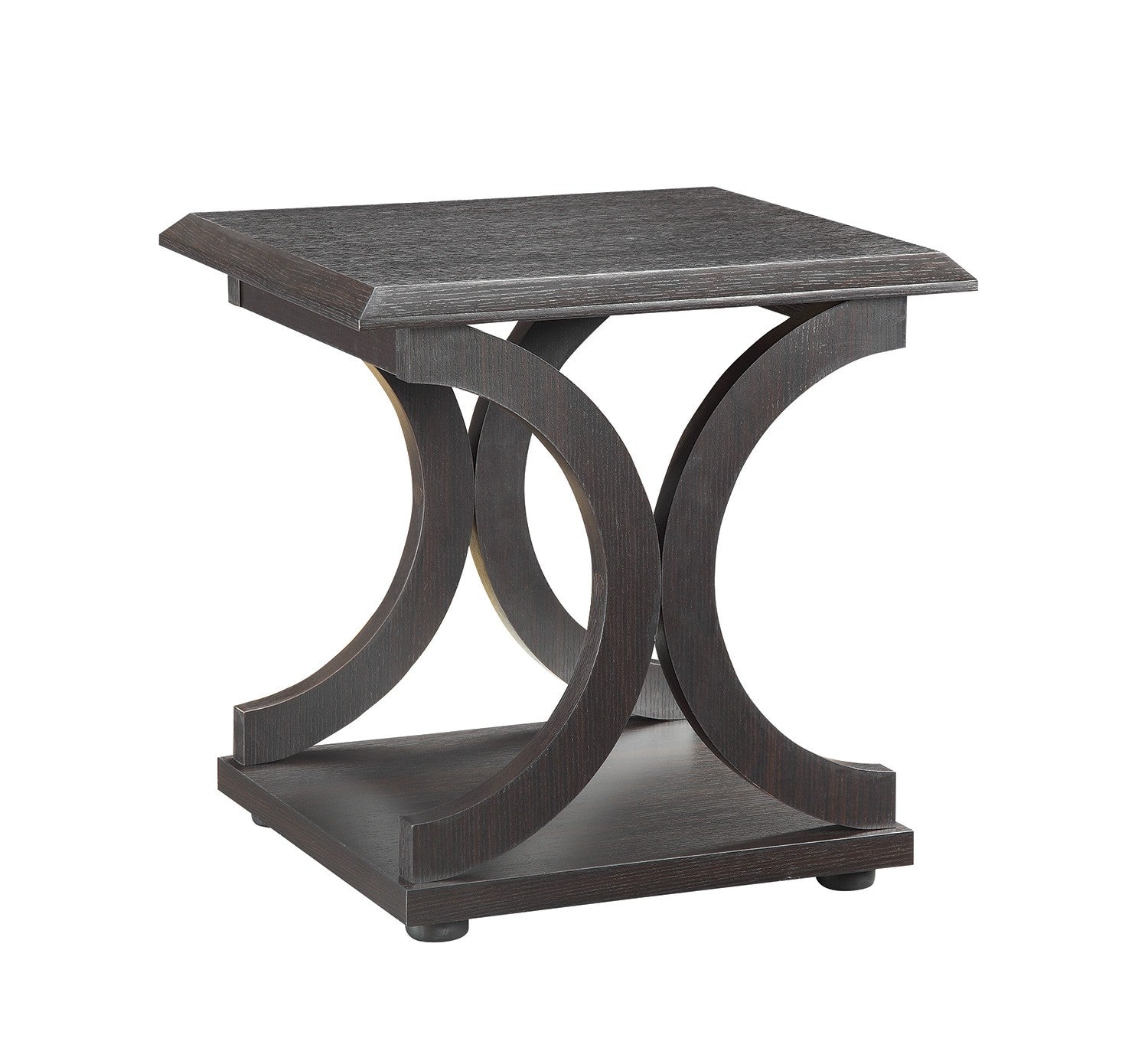 Contemporary C Shaped Base Rectangular End Table in Cappuccino