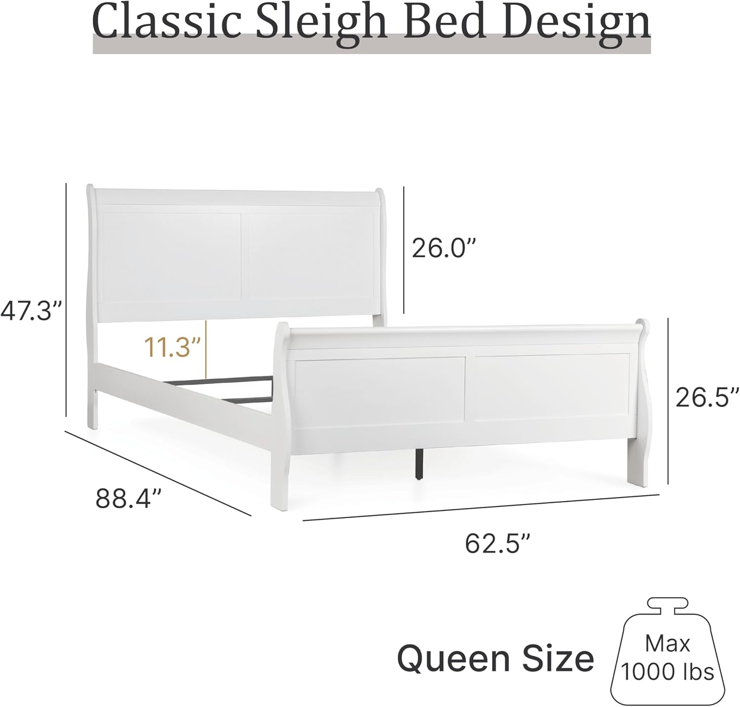 Furniture of America Toni Transitional Solid Wood Panel Queen Bed in White