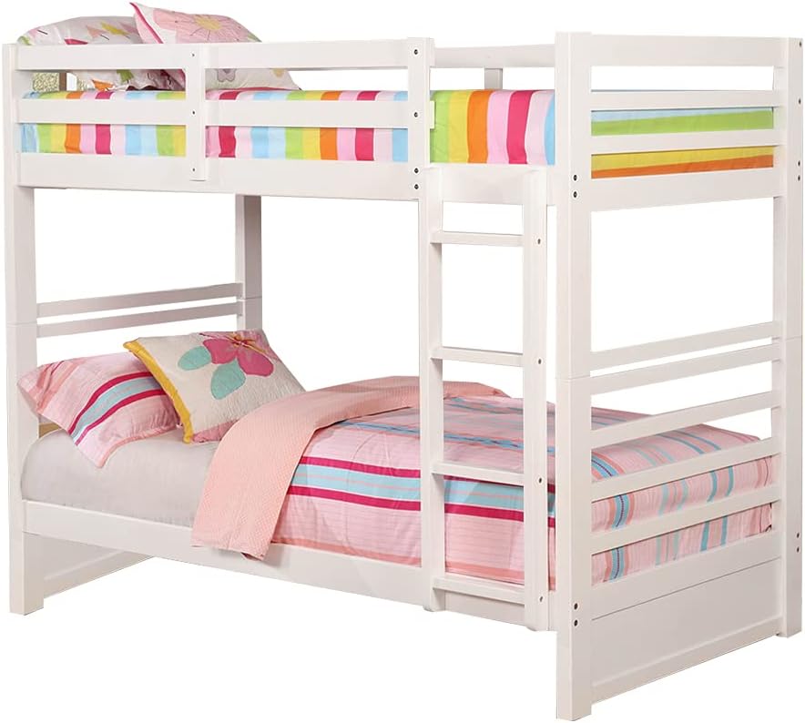 California Twin Over Twin Bunk Bed With Drawers In White