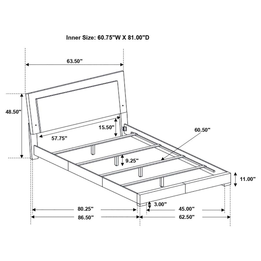 Felicity Queen Panel Bed with LED Lighting Glossy White