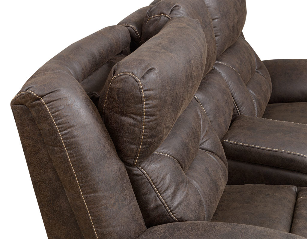 Aria Dual-Power Recliner with Memory Gel Foam, Power Features, and USB Port in Saddle Brown