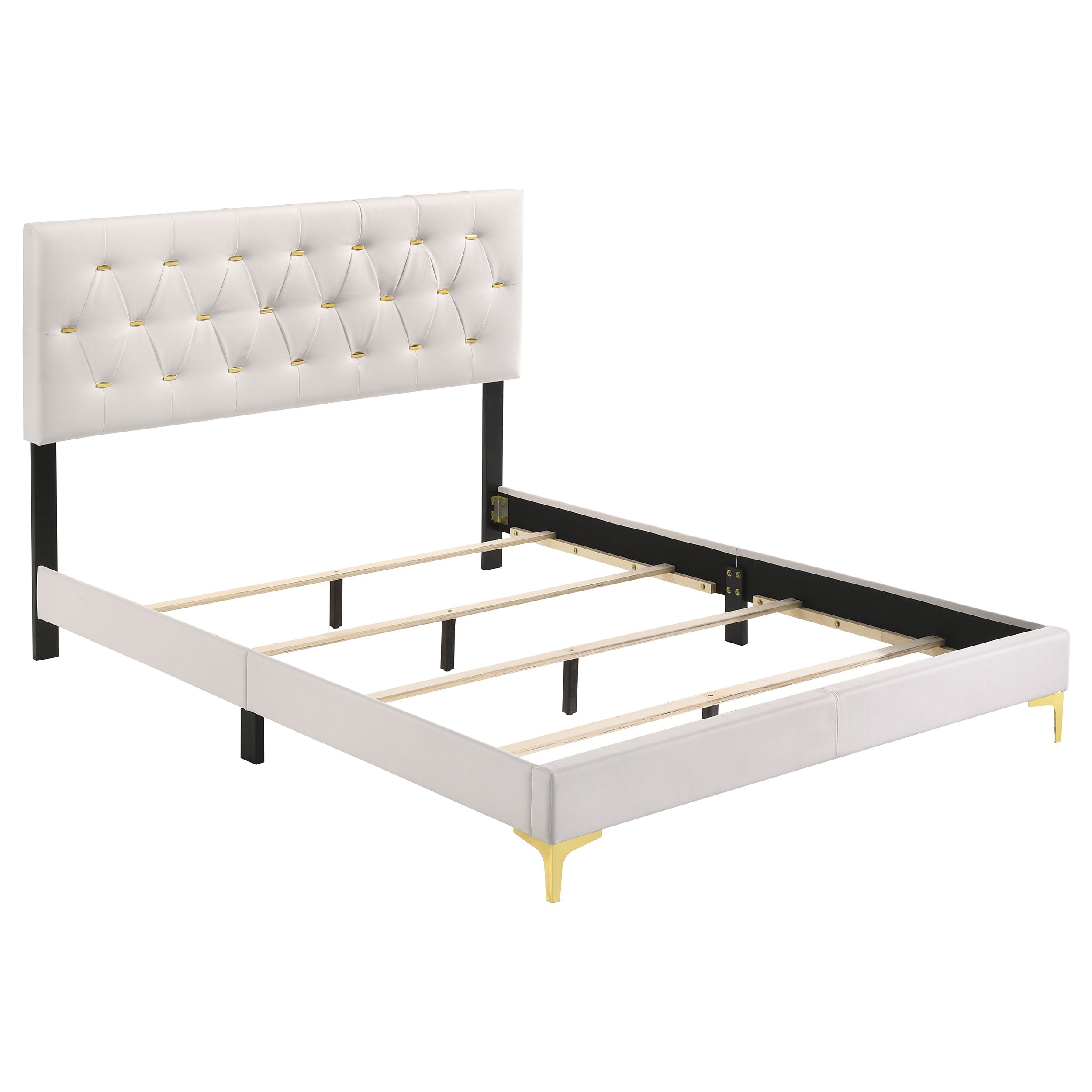 Kendall Modern Glam 4 PC Eastern King Upholstered Panel Bedroom Set in White