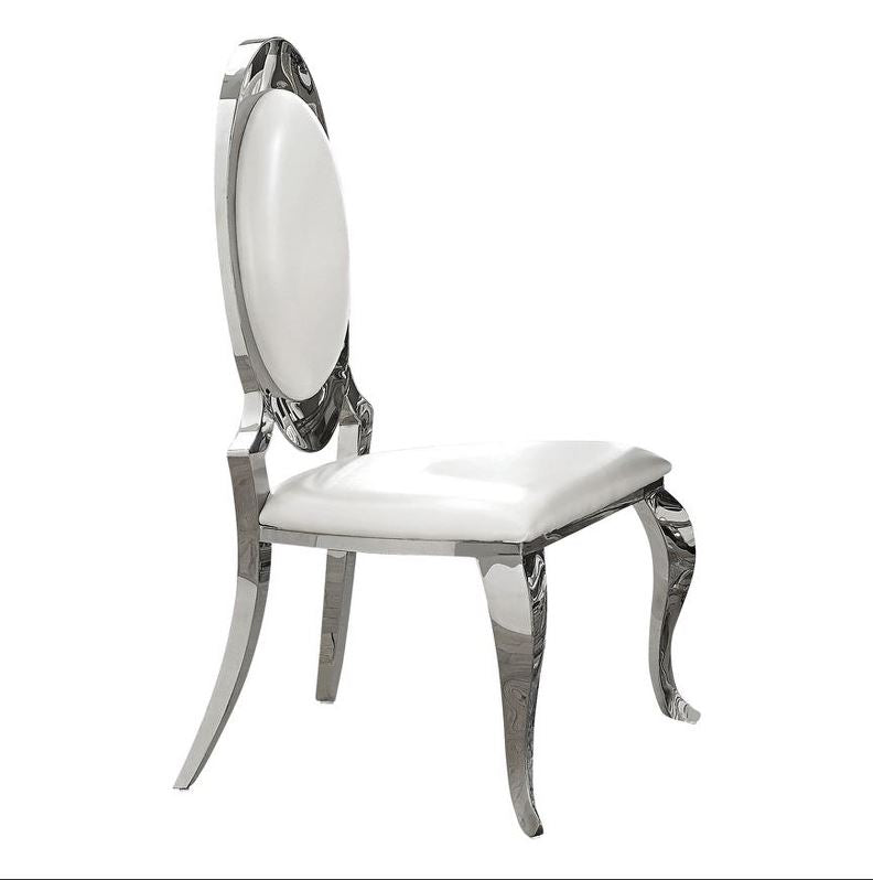 Anchorage Oval Back Side Chairs Cream and Chrome (Set of 2)