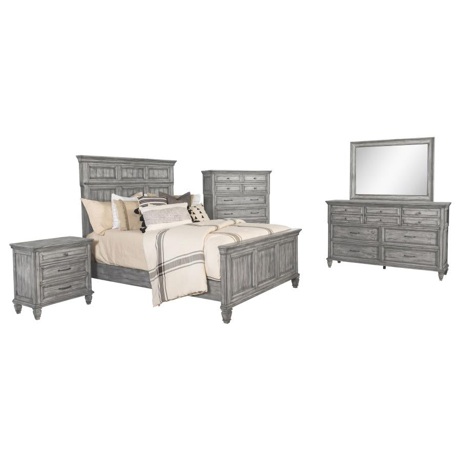 Avenue Traditional 5-piece Eastern King Panel Bedroom Set iN Grey