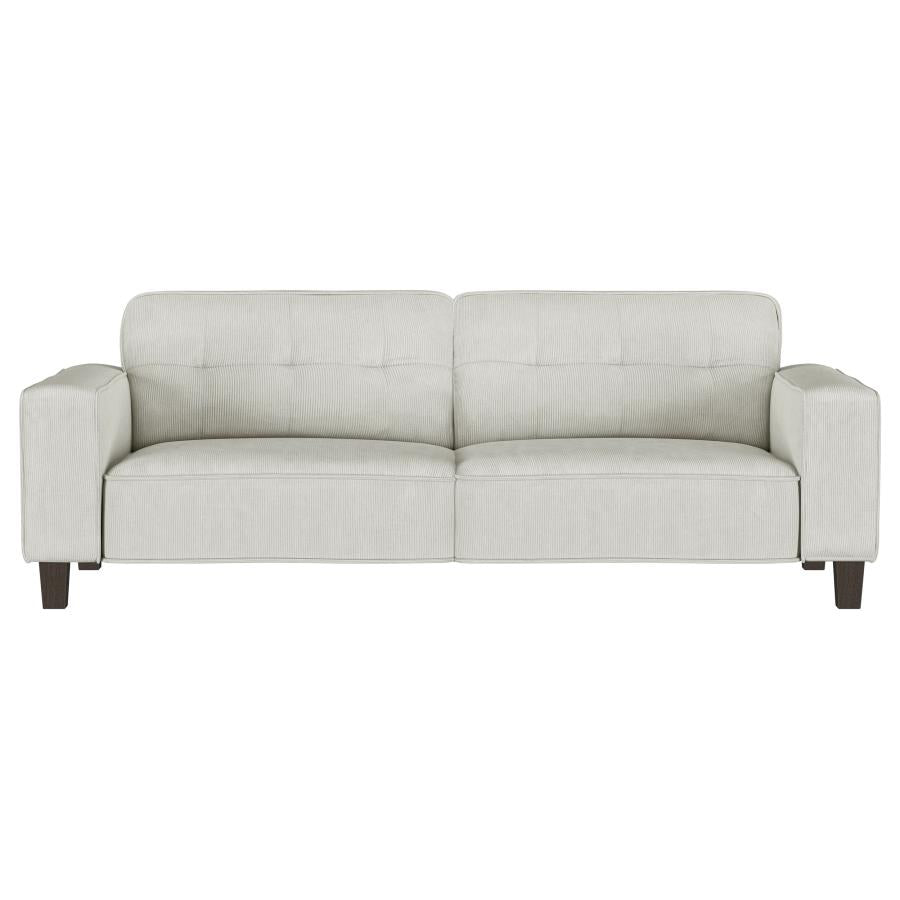 Deerhurst 3 PC Upholstered Track Arm Sofa Love Seat Chair Set in Greige