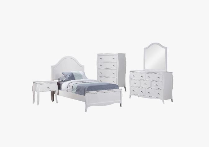 Dominique 5-Piece Full Bedroom Set with Arched Headboard White