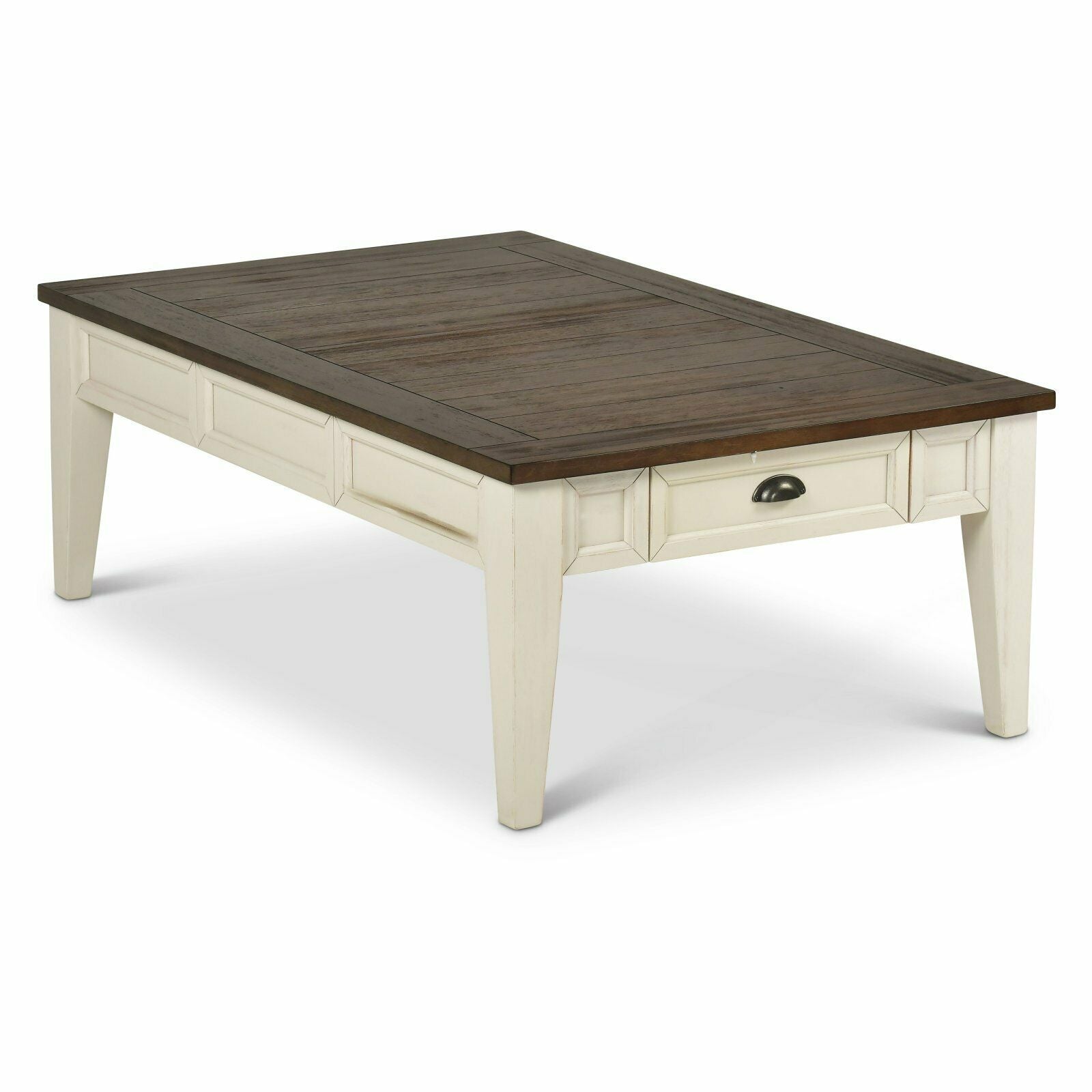 Farmhouse Style Cayla Cocktail Table in Dark Oak/White