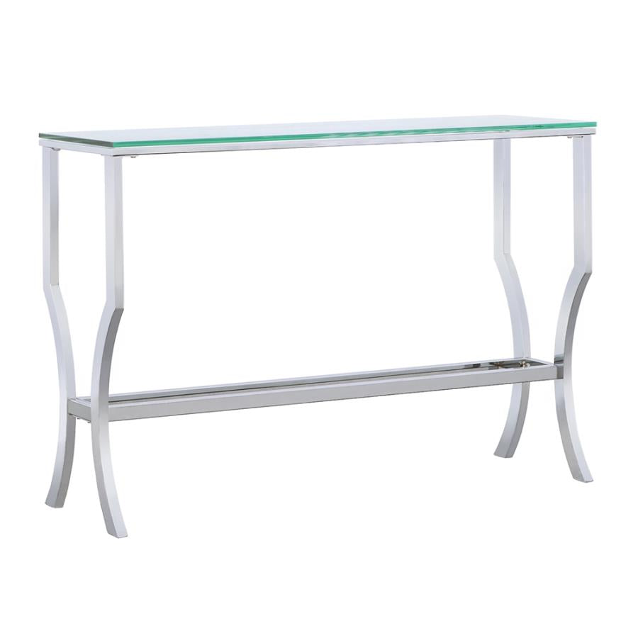 3 PC Modern Glam Occasional Coffee Table Set With Mirrored Shelf In Chrome