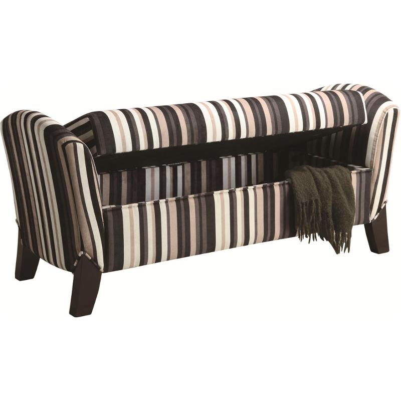 Striped Transitional Bench With Storage Cappuccino Multi-Color