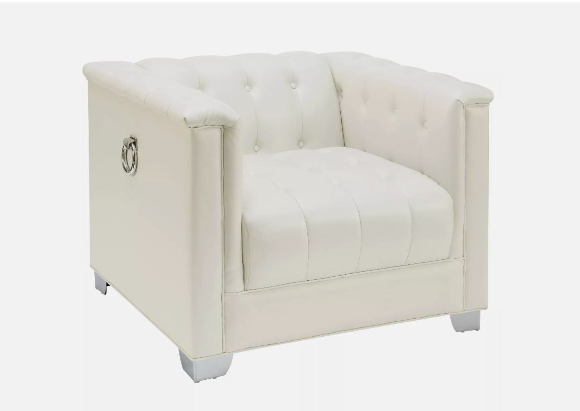 Chaviano 3-Piece Upholstered Tufted Sofa Loveseat Chair Set Pearl White