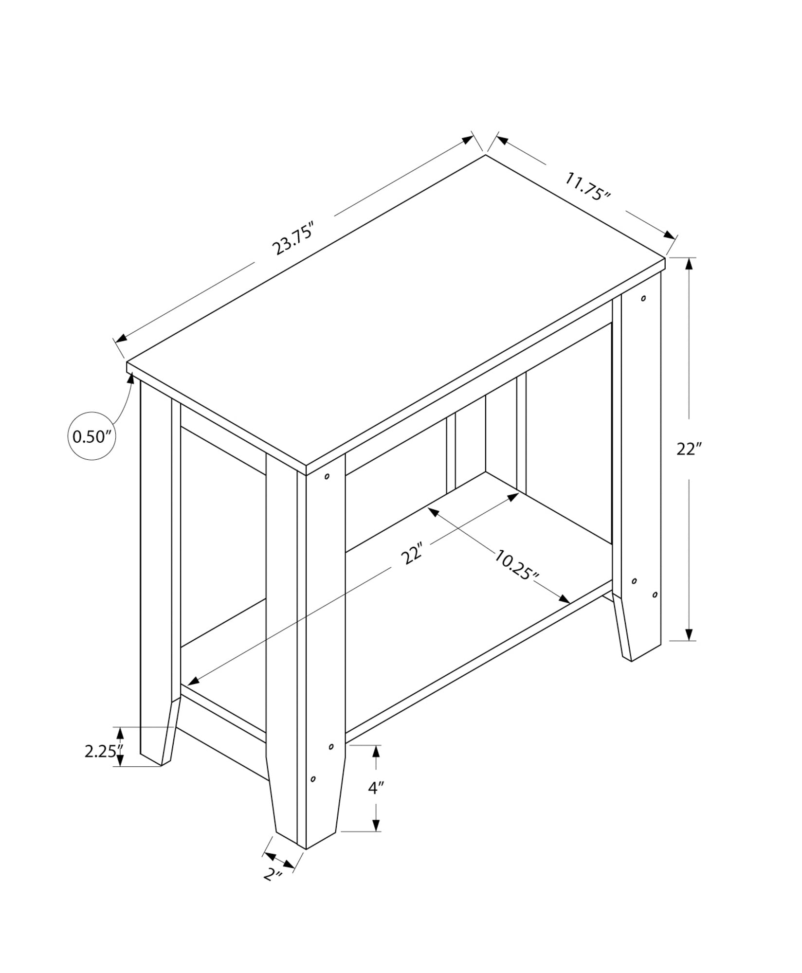 Accent End Side Lamp Table with Shelf In Dark Taupe