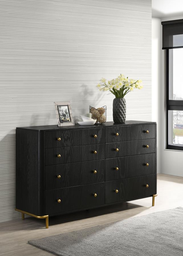 Modern Arini 8-Drawer Bedroom Dresser Black