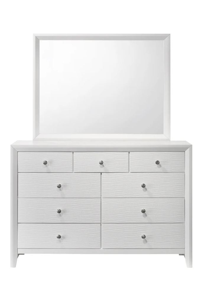 Denker Modern White Panel 5 Piece Queen Bedroom Set