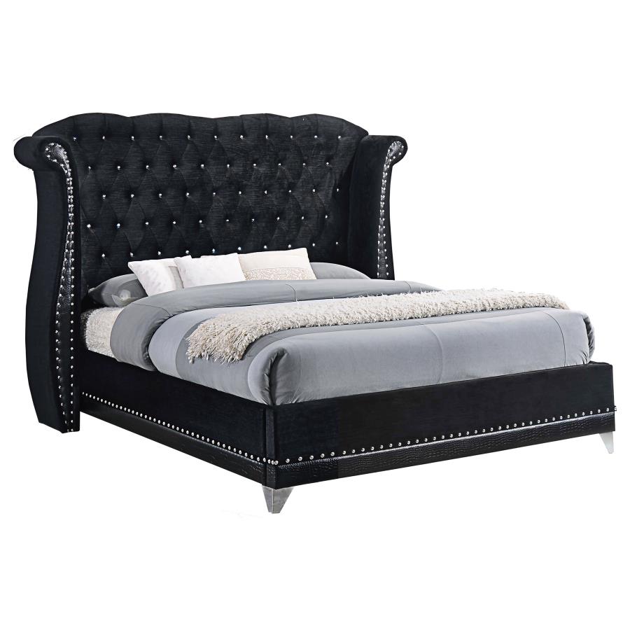 Barzini Eastern King Tufted Upholstered Bed Black
