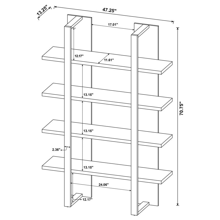 Bookcase with 4 Full-length Shelves Aged Walnut and White