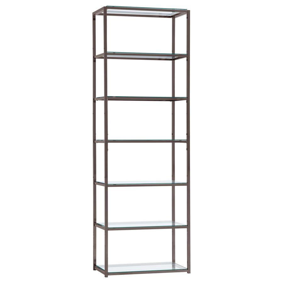 Carmelo Contemporary 6-shelf Bookcase In Black Nickel