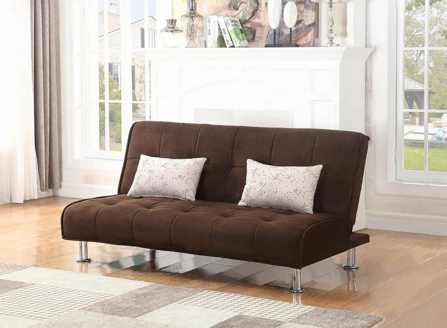 Ellwood Upholstered Sofa Bed Futon in Brown