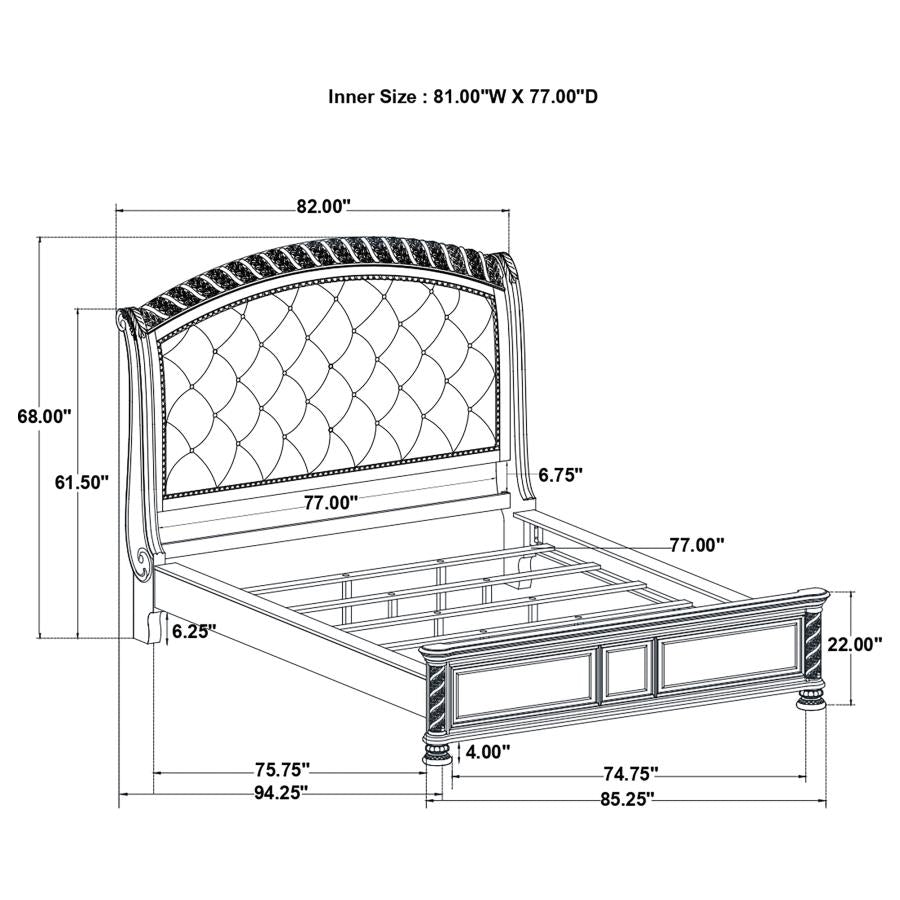 Emmett Tufted Headboard Eastern King Panel Bed Walnut and Beige