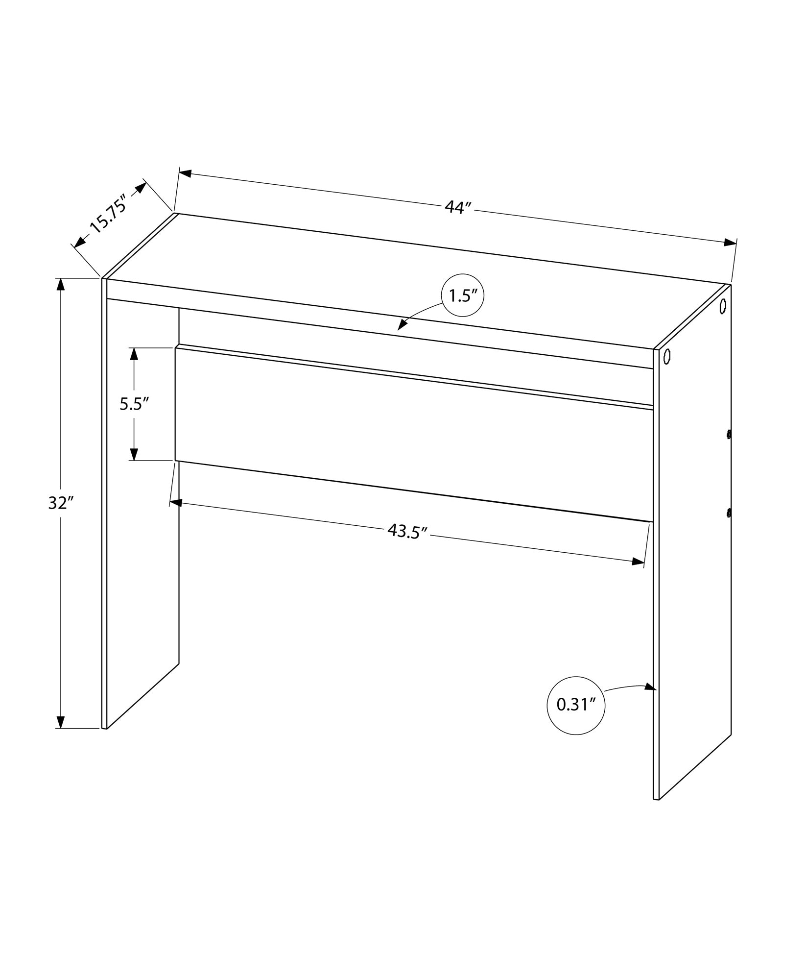 44" L Tempered Glass Accent Sofa Entryway Console Table in Glossy White