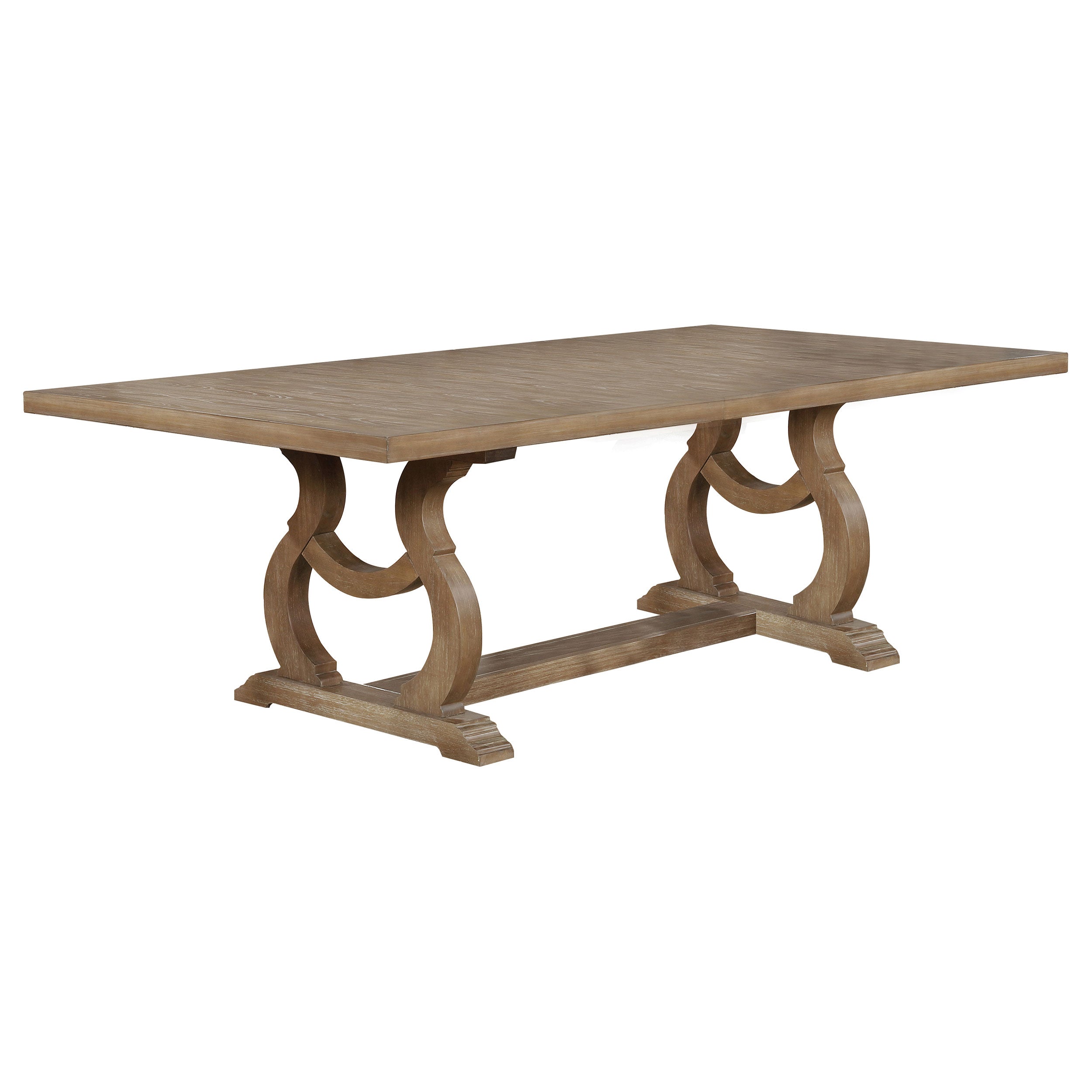 Transitional Brockway Trestle 104" Extemsion Dining Table in Barley Brown