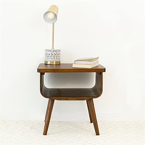 Andy Mid-Century Modern Rectangular Solid Wood End Table in Brown