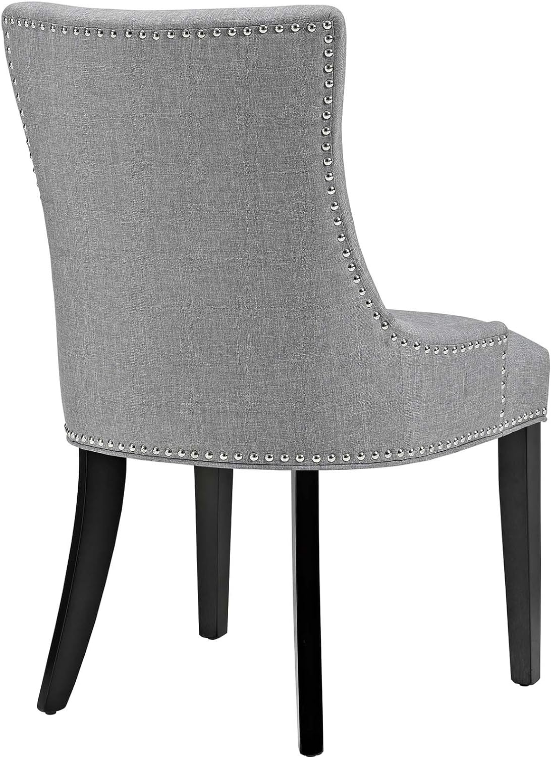 Modway Marquis Modern Gray Upholstered Fabric Dining Chair with Nailhead Trim