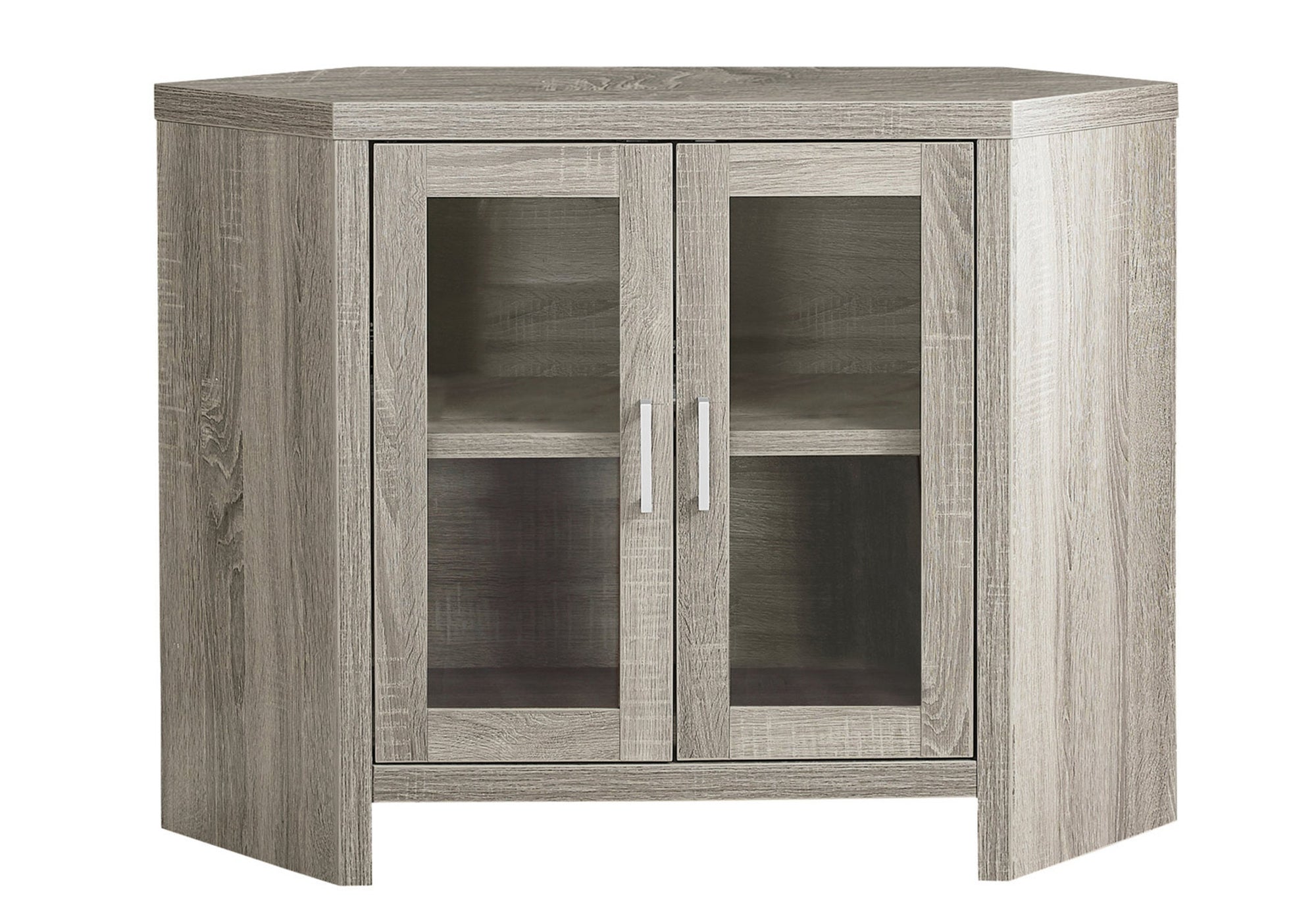 Dark Taupe Corner Tv Stand Console Cabinet With glass Doors 42" L