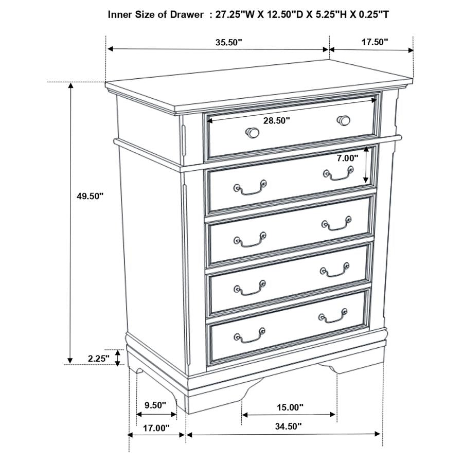 Cambridge 5 pc King Carved Unholstered Bedroom Set in Cappuccino