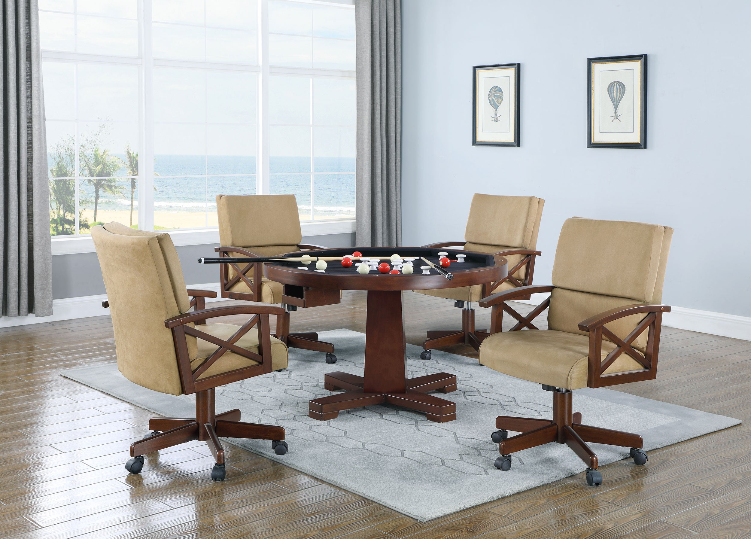 Marietta Traditional Round Wooden Game Table IN Tobacco