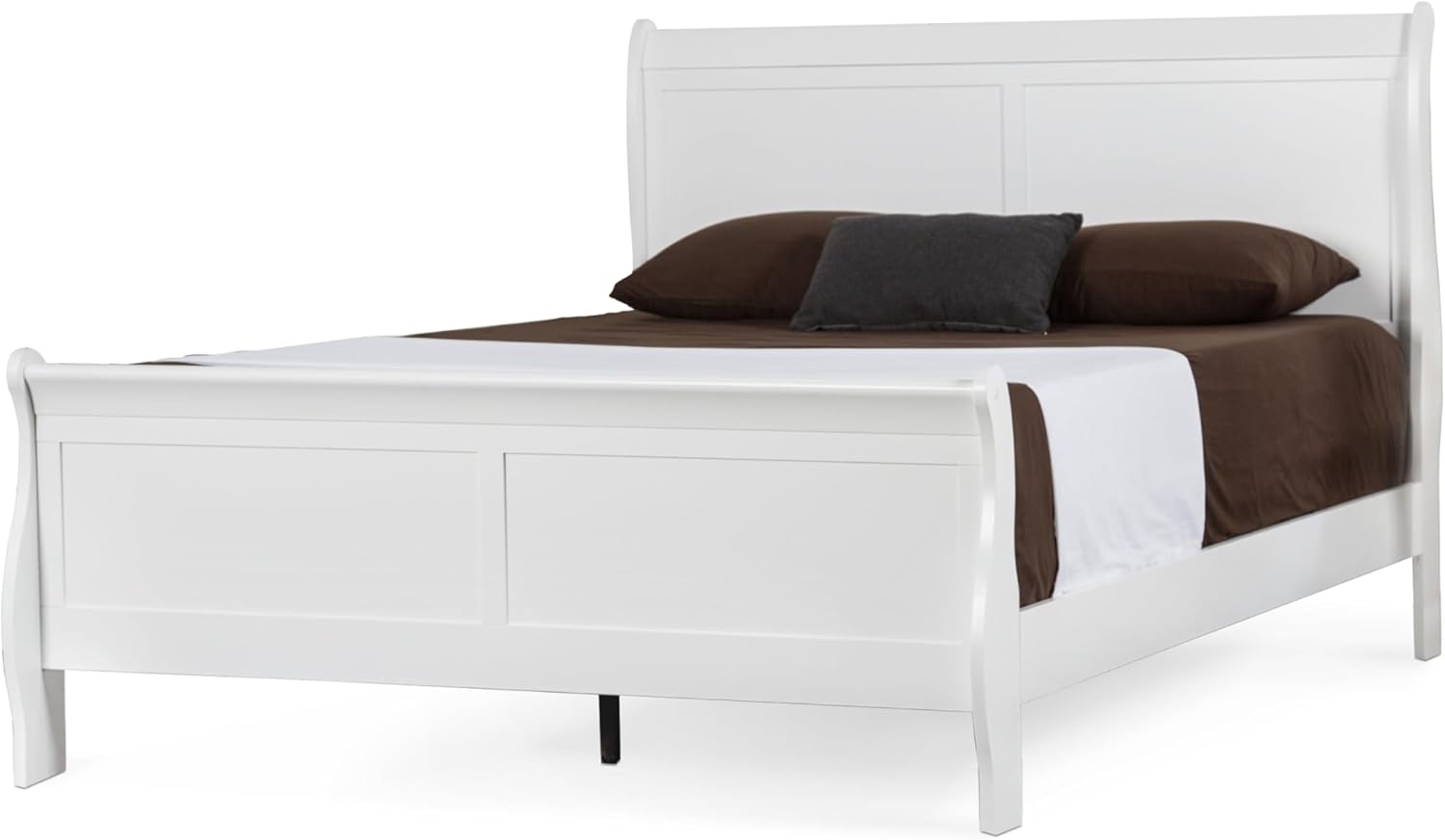 Furniture of America Toni Transitional Solid Wood Panel Queen Bed in White