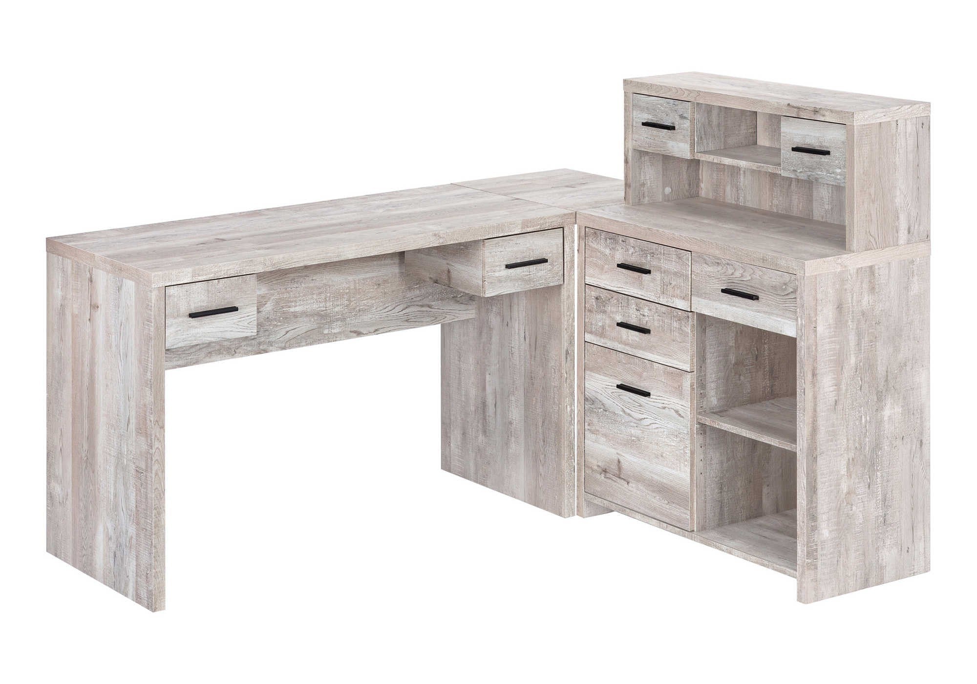 L Shaped Right or Left Reversible Corner Computer Desk in Reclaimed Taupe